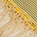 comptoir de monastir - foutas tissage nid d'abeille - couleur jaune-bleu - détail franges